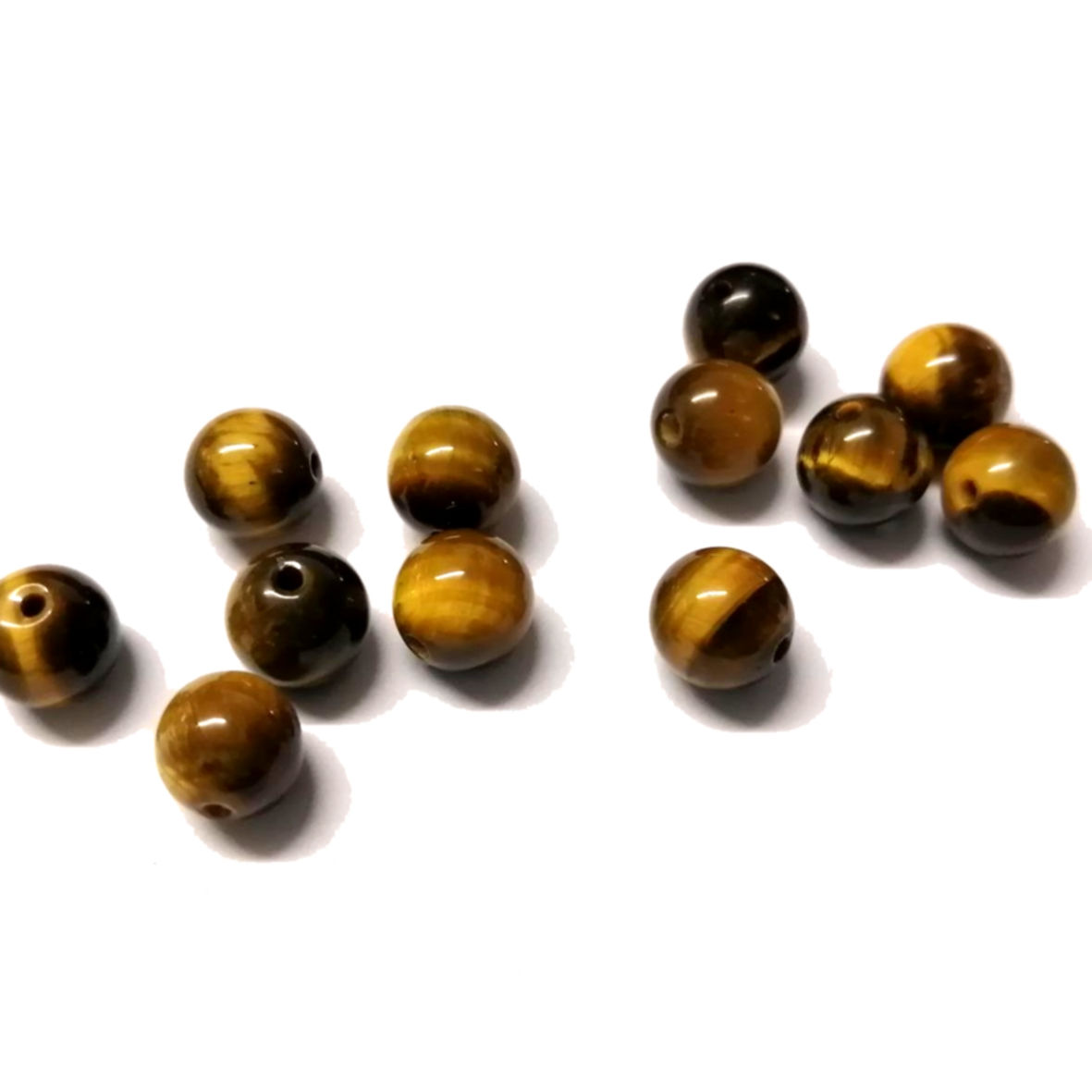 Tigereye Beads - 12pcs  - 8mm  - Hole +/- 1.2mm