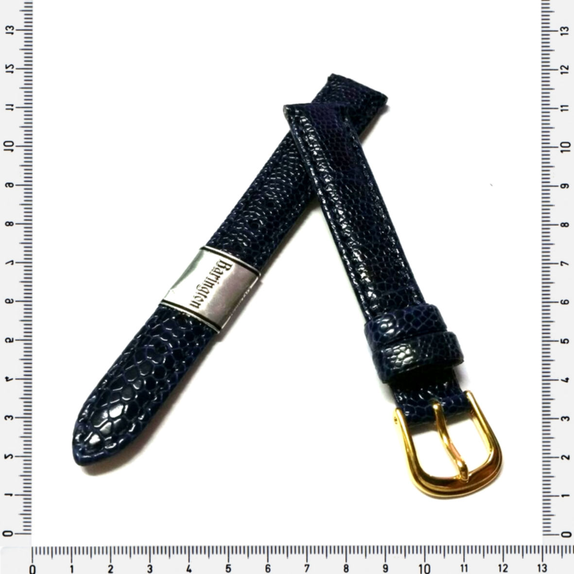 Strap,14mm watch strap, genuine Ostrich leg leather strap, navy blue