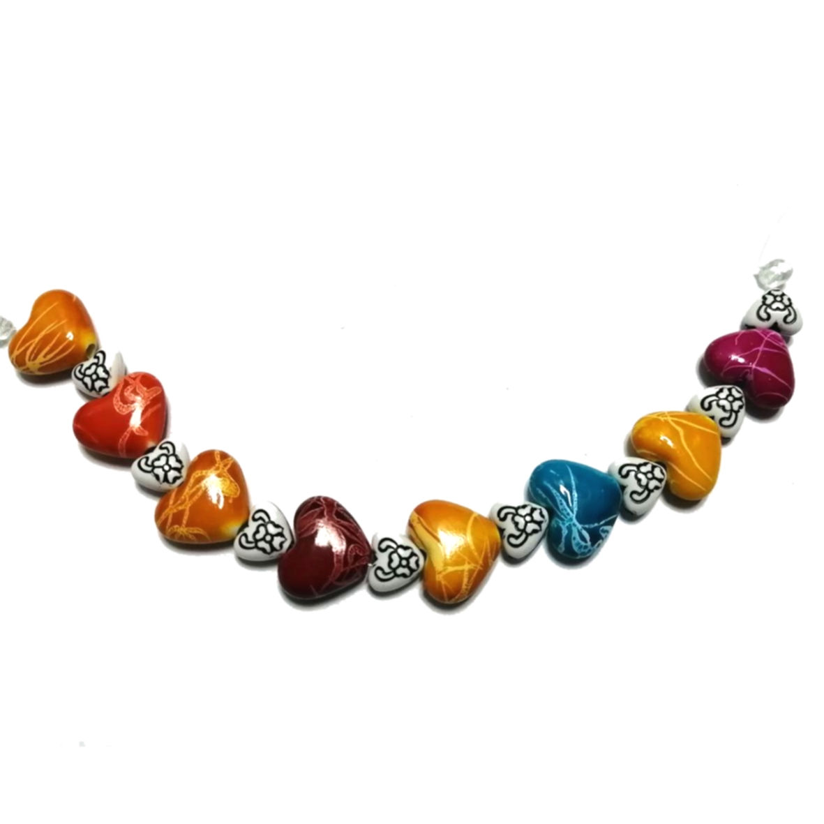 Acrylic Beads  8-14mm -16pcs - Hearts- 14cm String- Kids fun