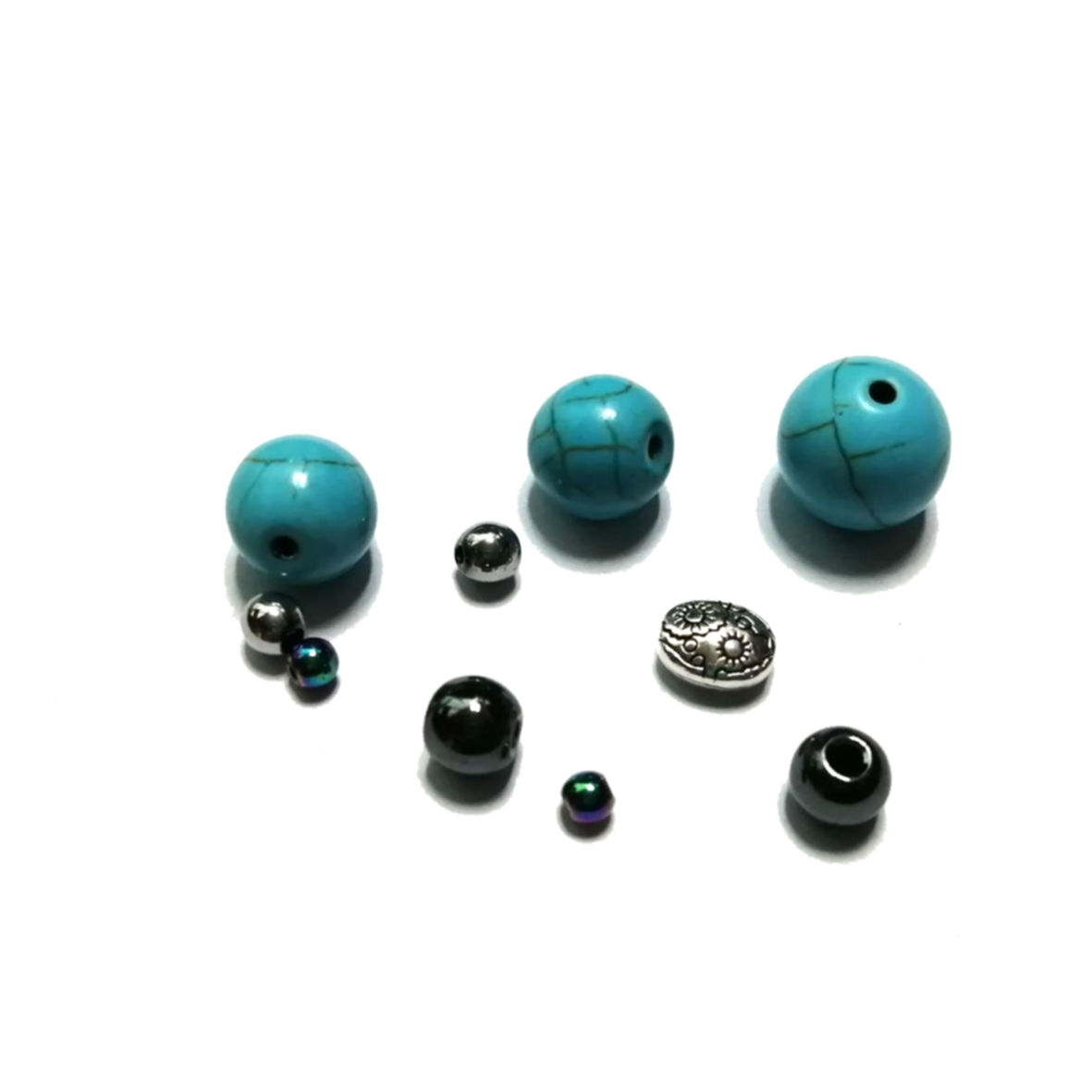 Crafting Kid -Howlite - Hematite - Metal - 3- 12mm- 10pcs