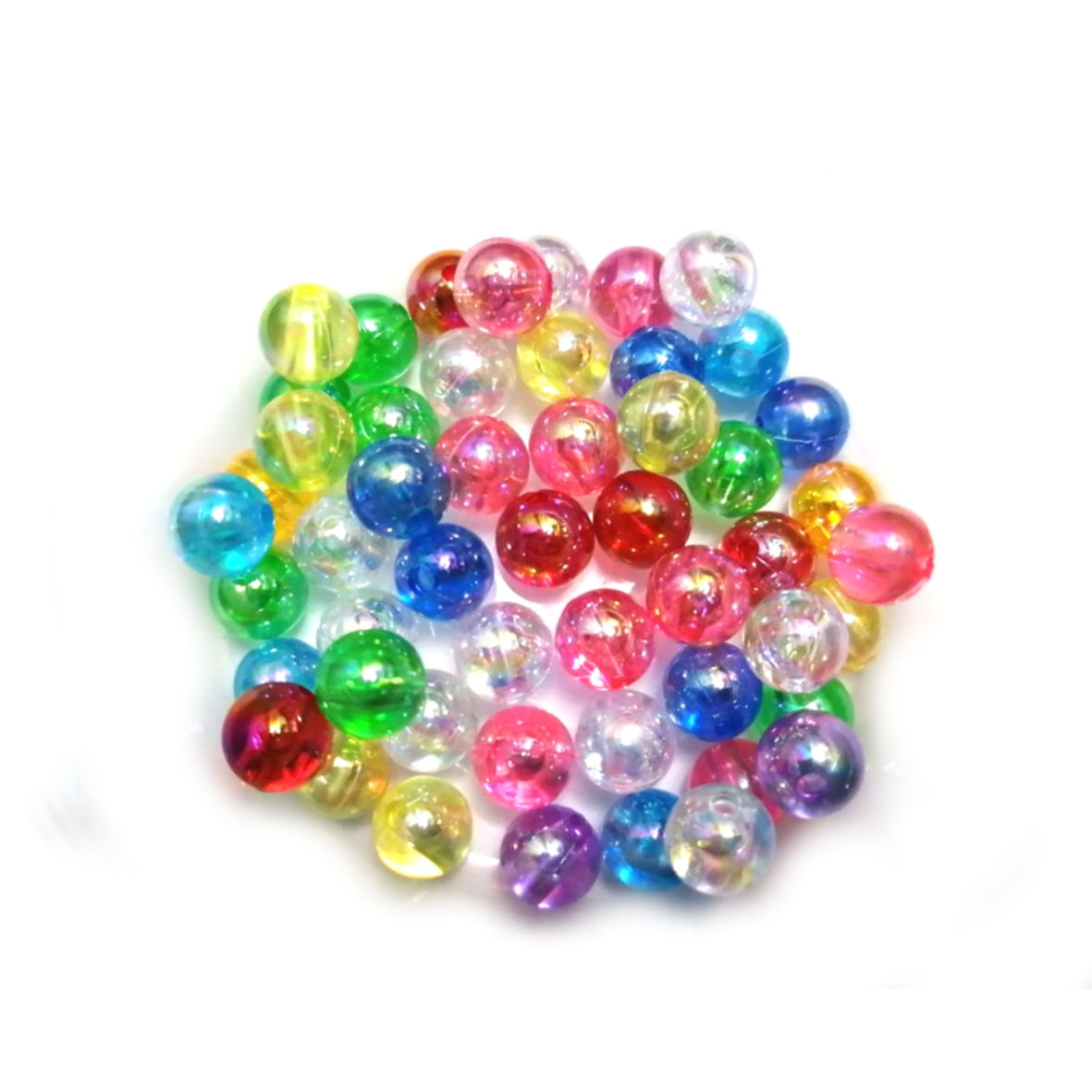 Acrylic Beads - 8mm -  50pcs - glossy glas optic -color mix