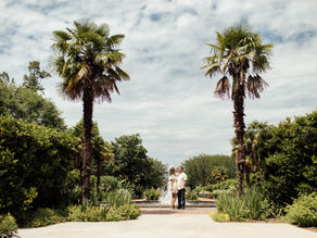 Engagement couple at Daniel Stowe Conservancy garden in Charlotte NC