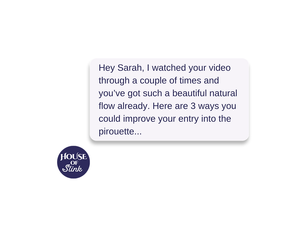 Example of personalised coaching feedback demonstrating the tailored guidance Gold members receive at House of Slink.