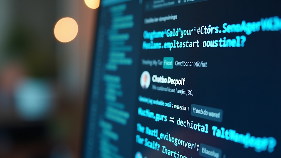 Close-up view of a computer screen showing chatbot conversation interface