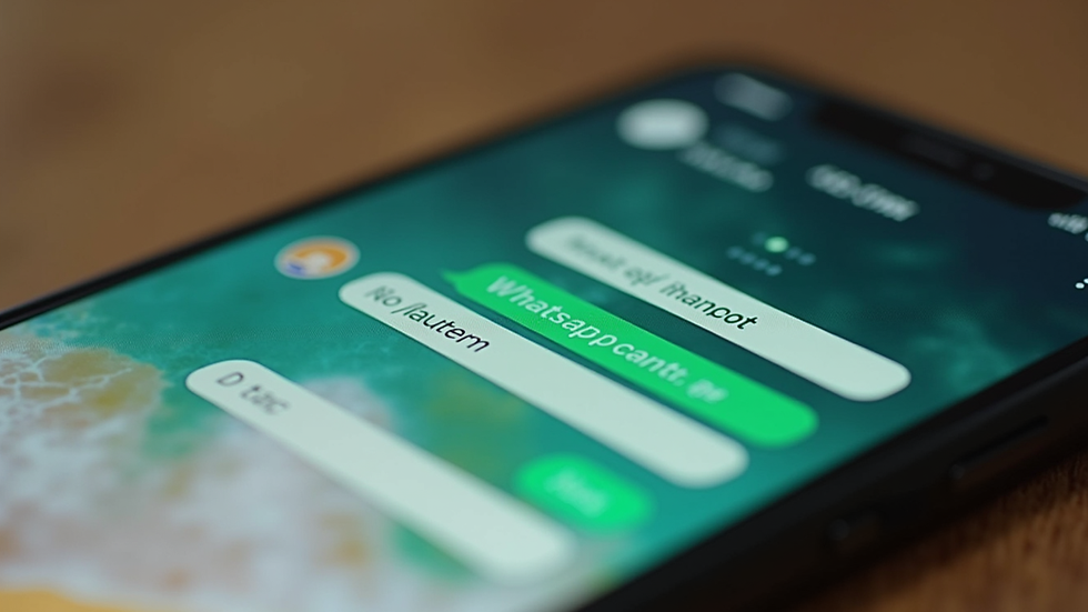 Close-up view of a smartphone screen showing a chatbot conversation on WhatsApp