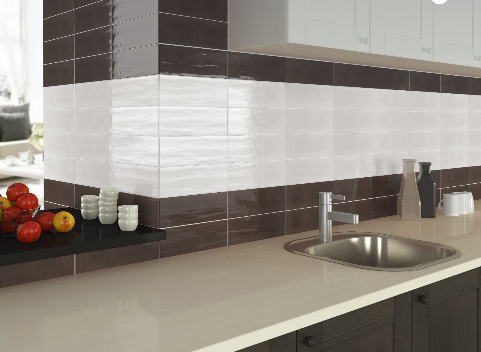 Milano Blanco 10 x 30 Glänzend Gewellt