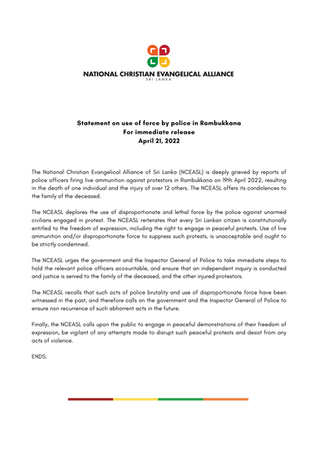 Our Statement on Use of Force by Police in Rambukkana