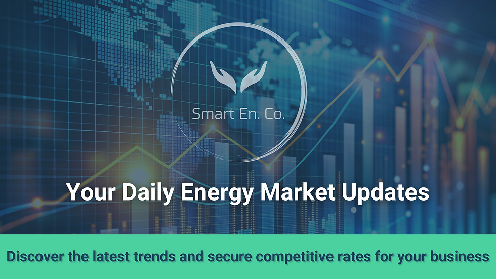 Blog header featuring a laptop with the Smart Energy Company logo on its screen against a background with abstract financial growth elements. The text reads 'Unlock Today’s Energy Market Insights - Discover the latest trends and secure competitive rates for your business.