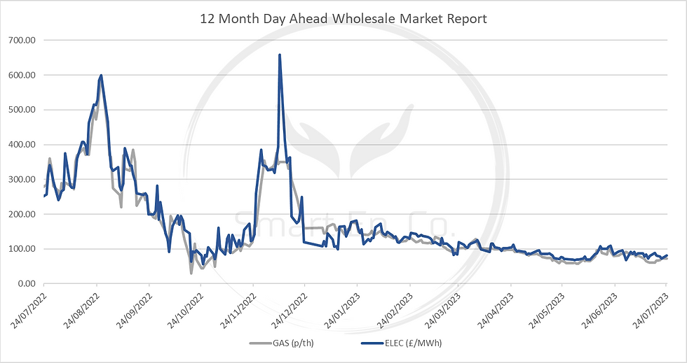 12 month wholesale market movements