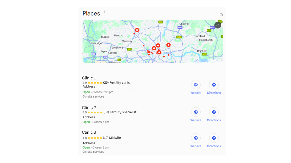 Google's local pack example