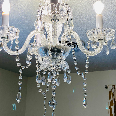 new chandelier with vintage crystals add