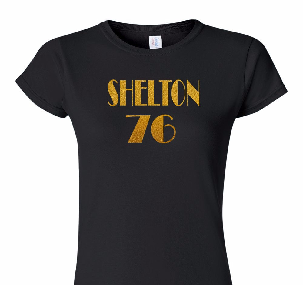 Blake Shleton - 1976 Concert Style Ladies Black Tee (T-Shirt) with Gold Foil