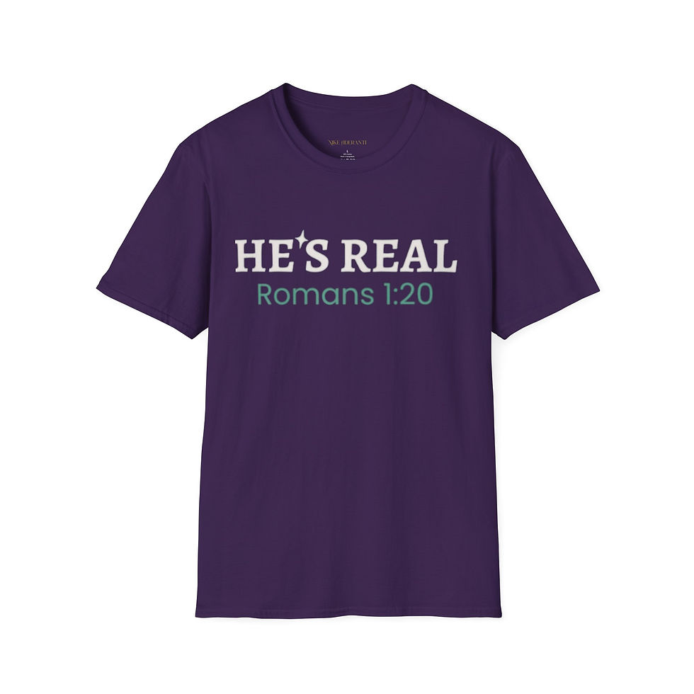 Thumbnail: He's Real Romans 1:20 Inspirational Unisex T-Shirt | Faith-Based Gift
