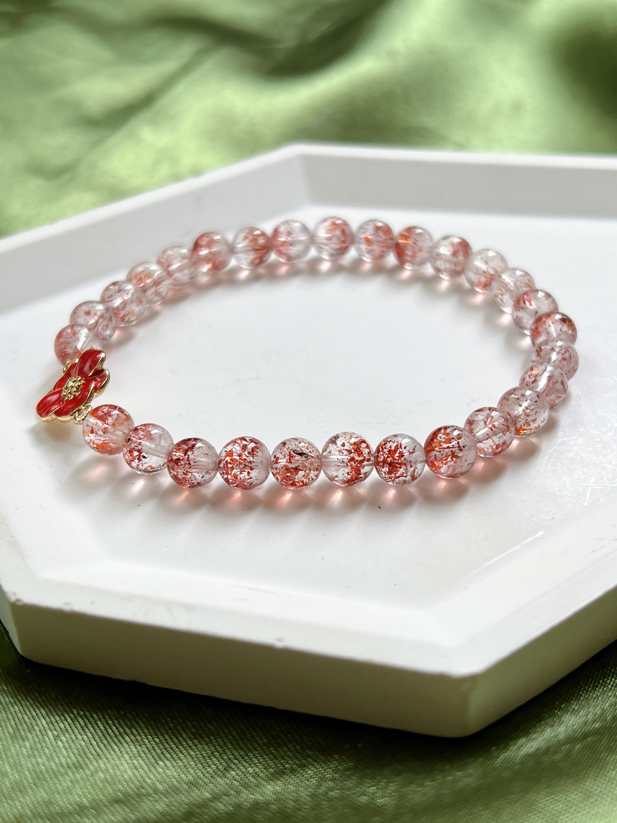 【緋焰覺醒】超七金草莓水晶 × 日本貴和製作所赤花手串