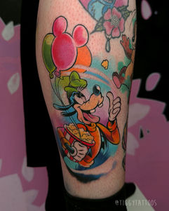 goofy tattoo, Colour tattoo artist specialising in anime, disney, ghibli and gaming tattoos, Tiggy from Gloucester UK