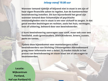 Informatiebijeenkomt Bewindvoering voor mantelzorgers