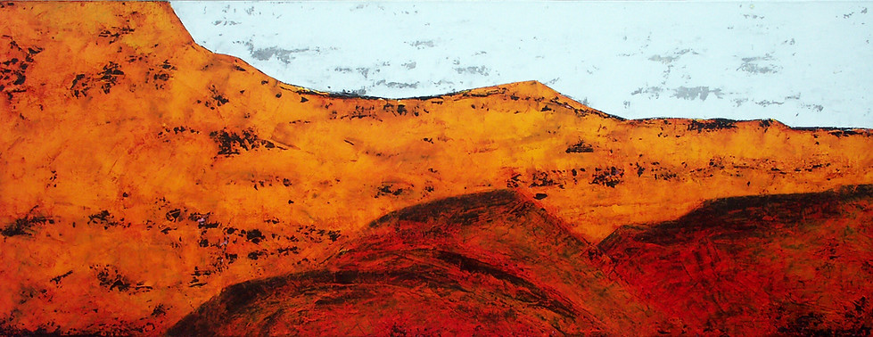 Glühende Felsen, Öl auf Leinwand, 160x60