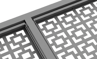 A close up view of a lattice pattern for the purlins.