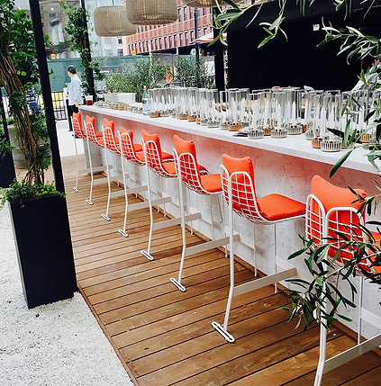 A stone clad bar at The Standard in NYC.