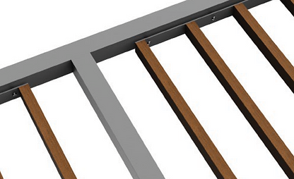 A close up view of Vertical Wide wooden purlins.