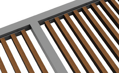 A close up view of Vertical Narrow wooden purlins.