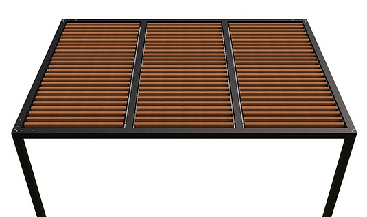 A render of a Terraform pergola from an overhead view to show off the purlins.