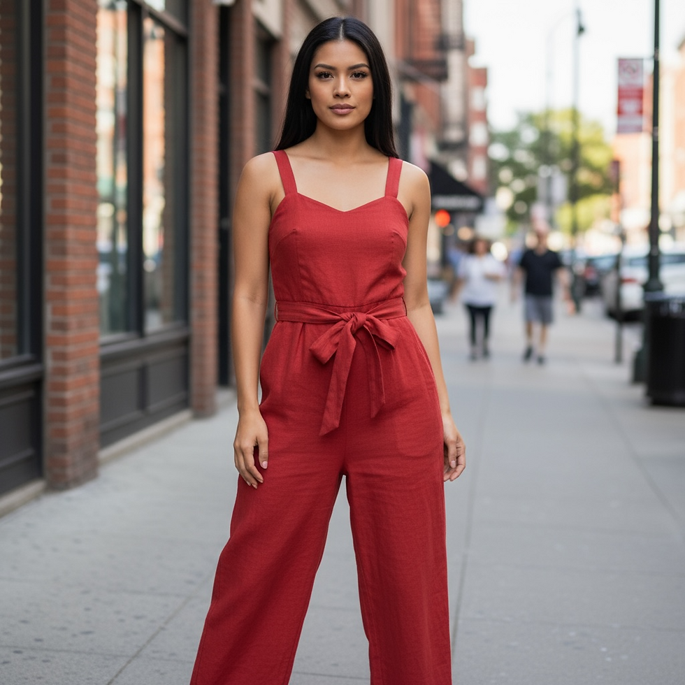 Thumbnail: Scarlet Charm Belted Jumpsuit