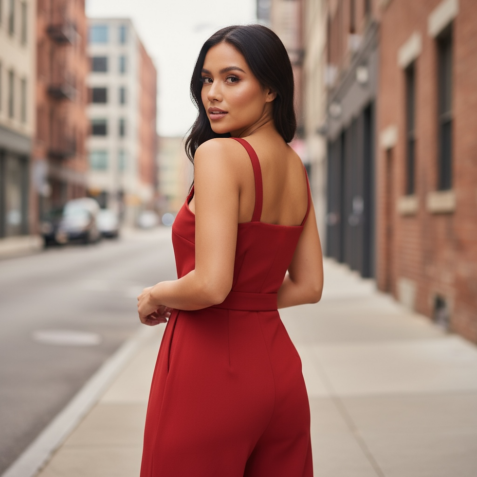 Thumbnail: Scarlet Charm Belted Jumpsuit