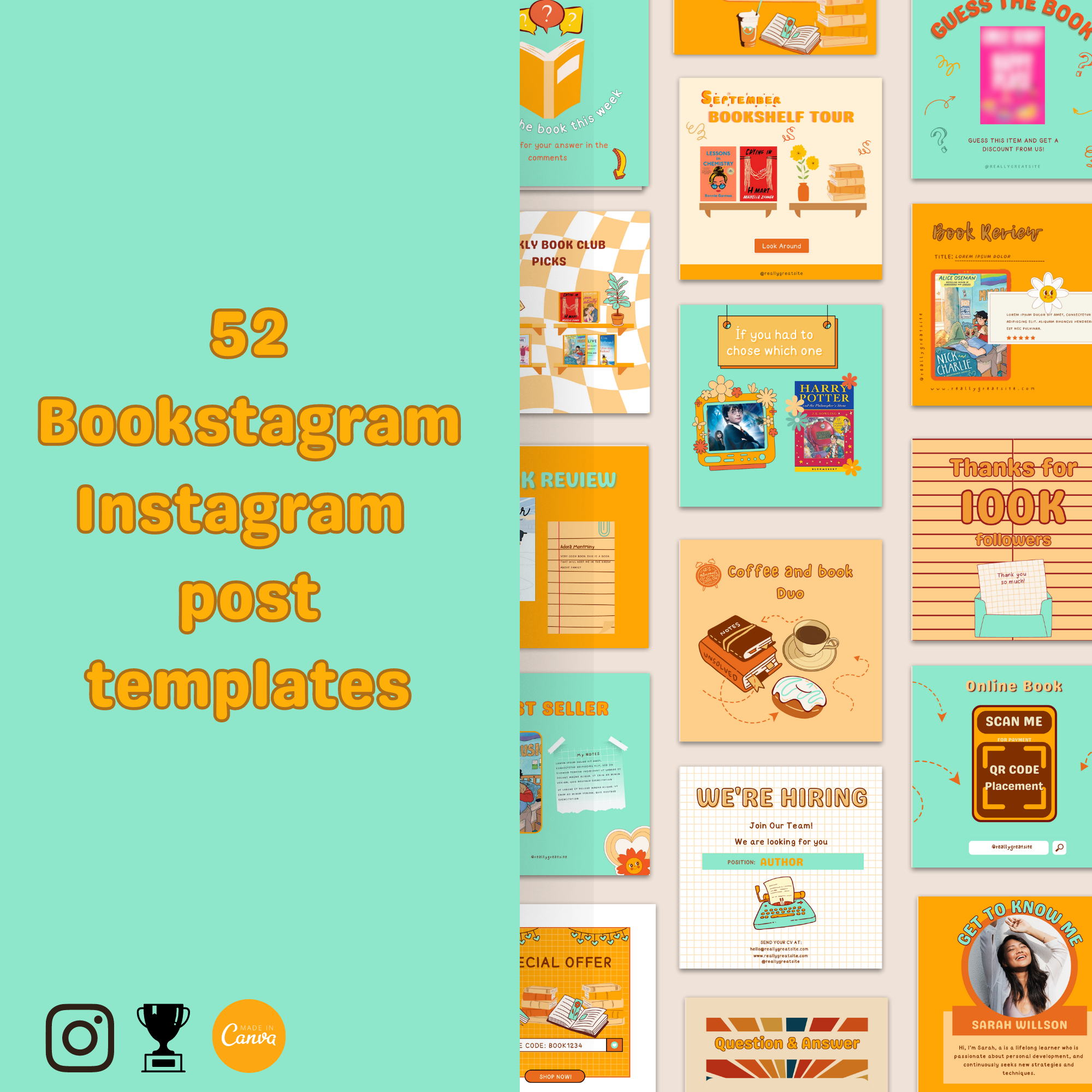 Bright Retro Bookstagram Instagram Post Template