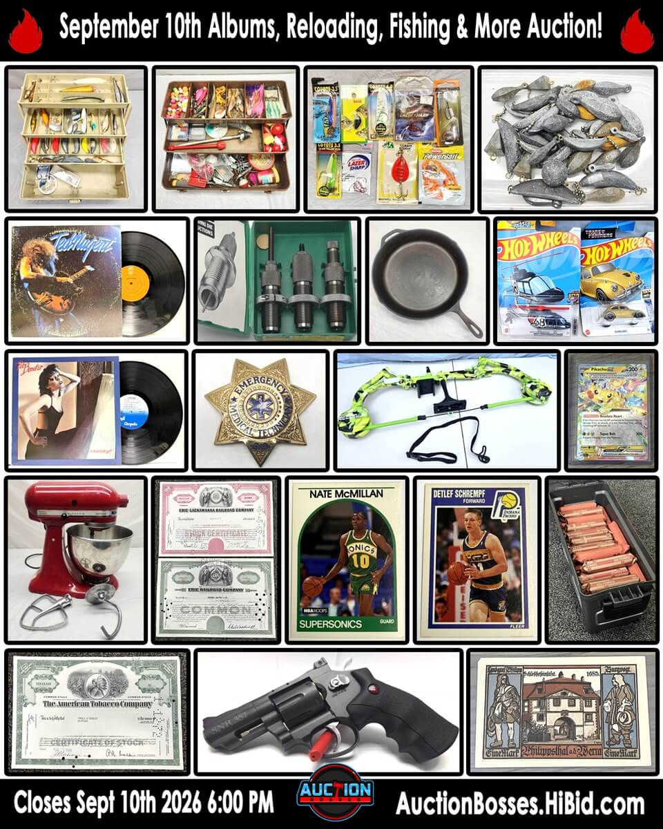 Compressed September 10th Albums, Reloading, Fishing & More Auction! Promo Artwork 1200.jp