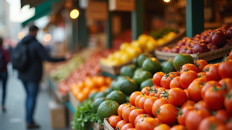 Close-up view of a direct sales product display at a market stall