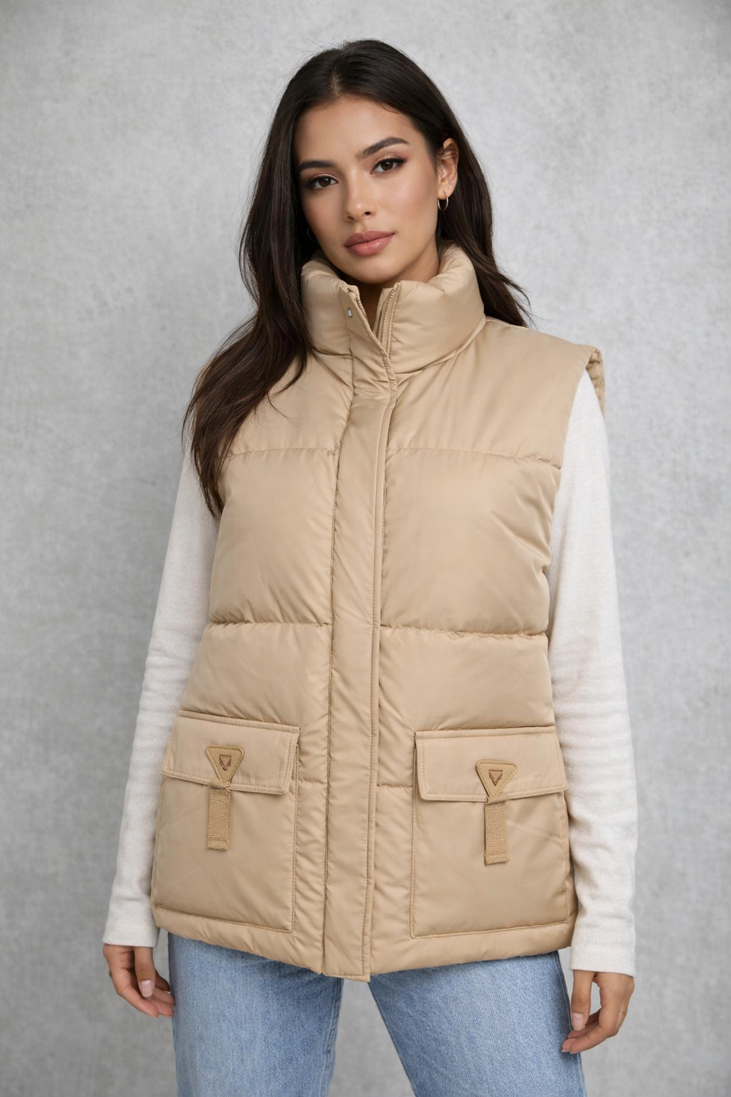 Chaleco cuello alto de mujer importada premium