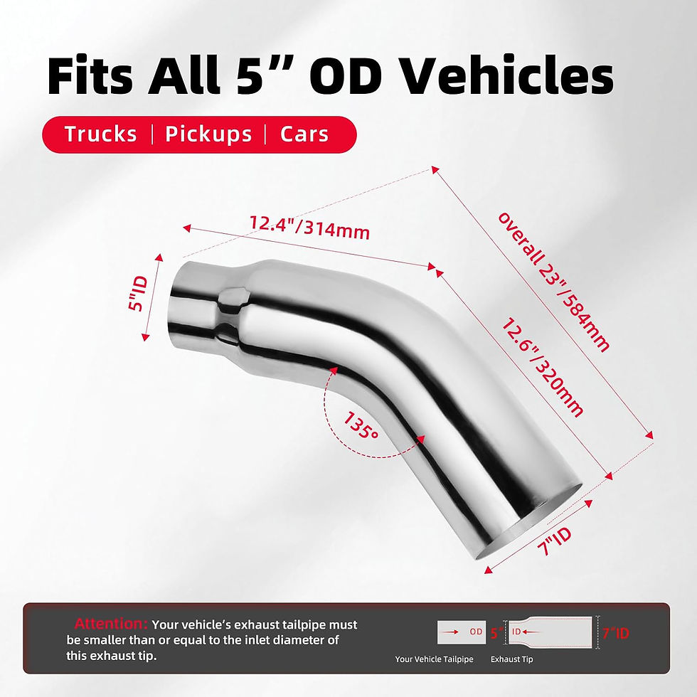 Thumbnail: 5"-6"/7"/8" Diesel Exhaust Elbow Tip, 304SS Chromed Exhaust Pipe Elbow 23" Long