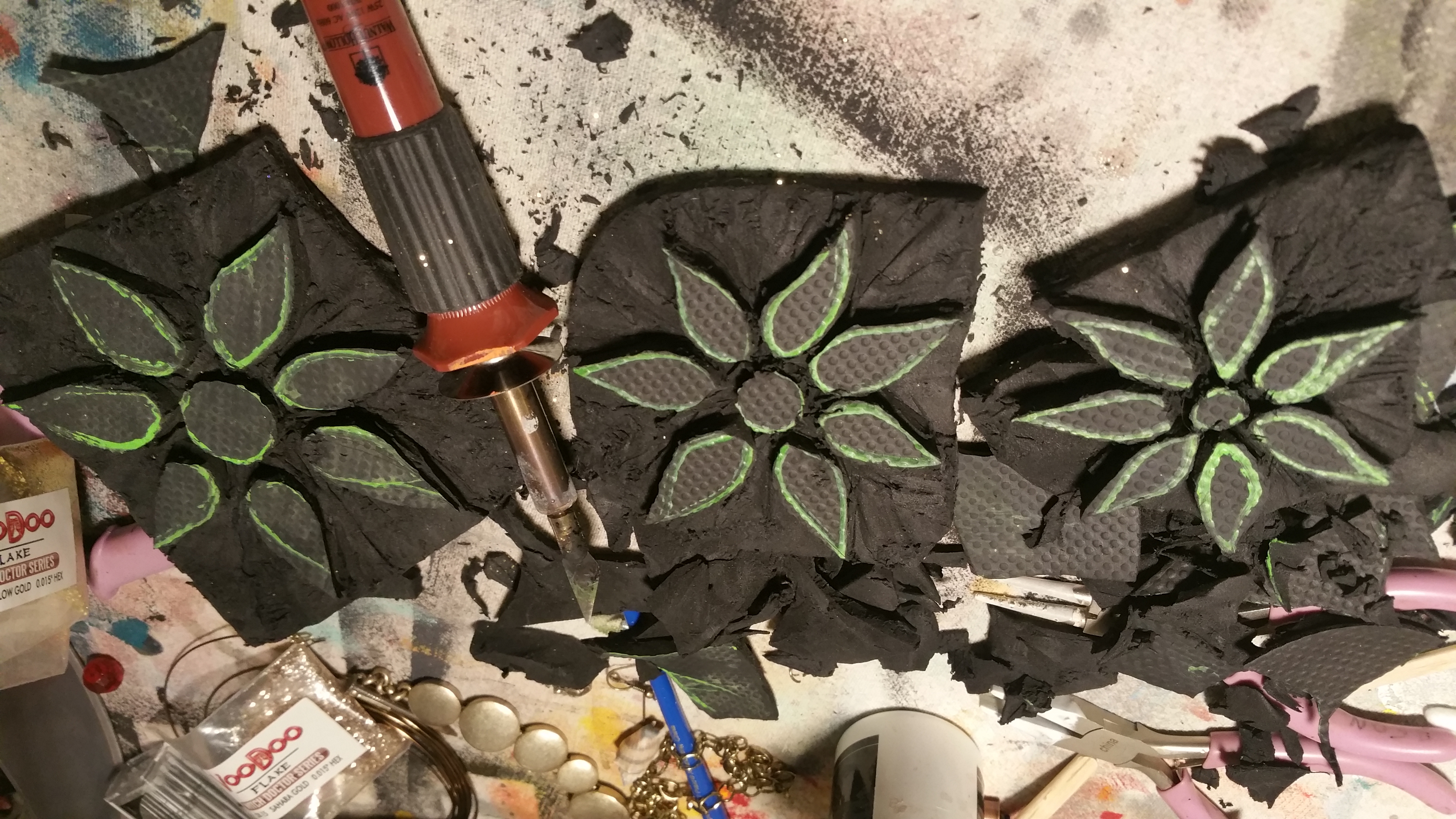 Hand carved flower stamps