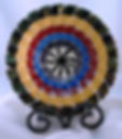 Thumbnail: Fused Glass Bowl with colored concentric circles and Iridized Trim
