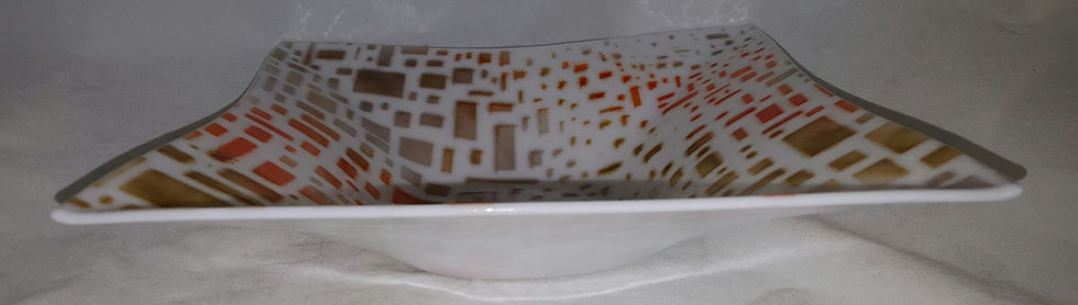 Thumbnail: Fused Glass Bowl - Retro White Squares