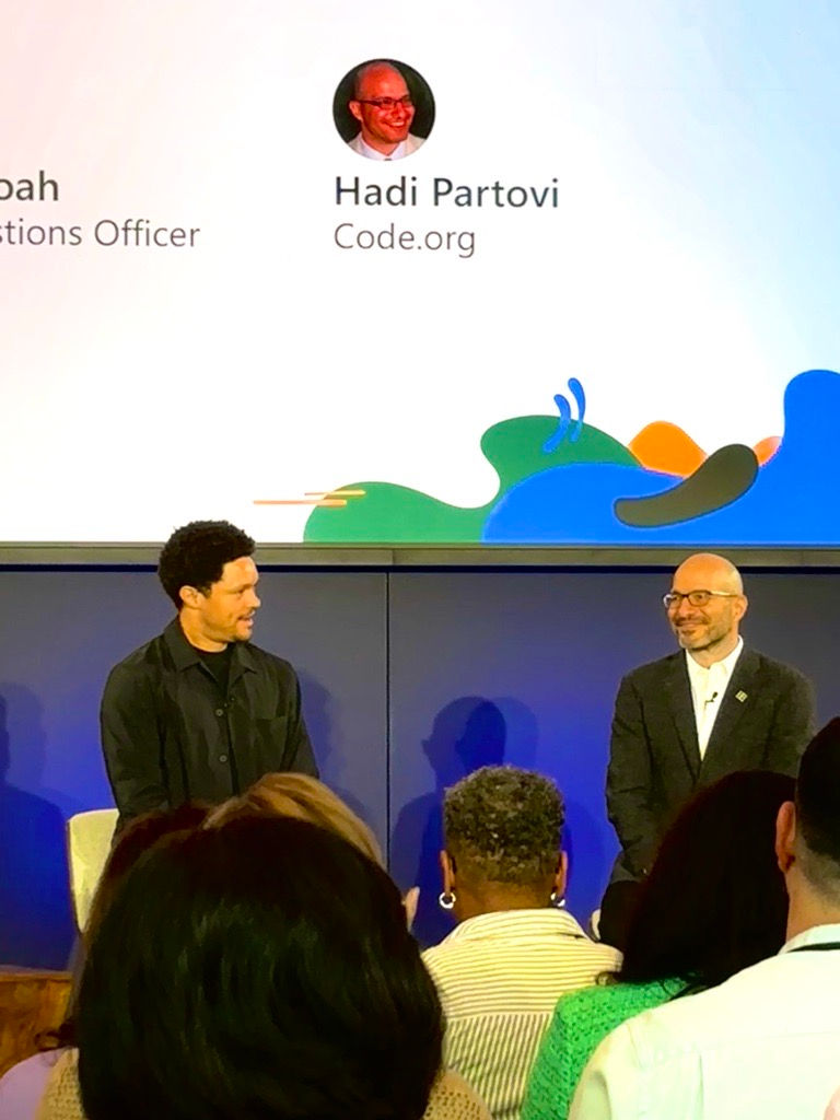 Trevor Noah With Hadi Partovi, founder and CEO of Code.org. Photo by Aimee Ni.