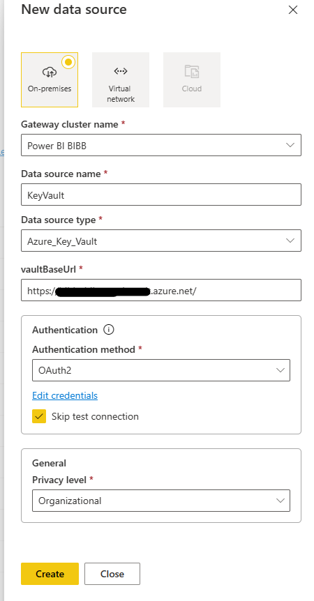 Create a data source in Gateway