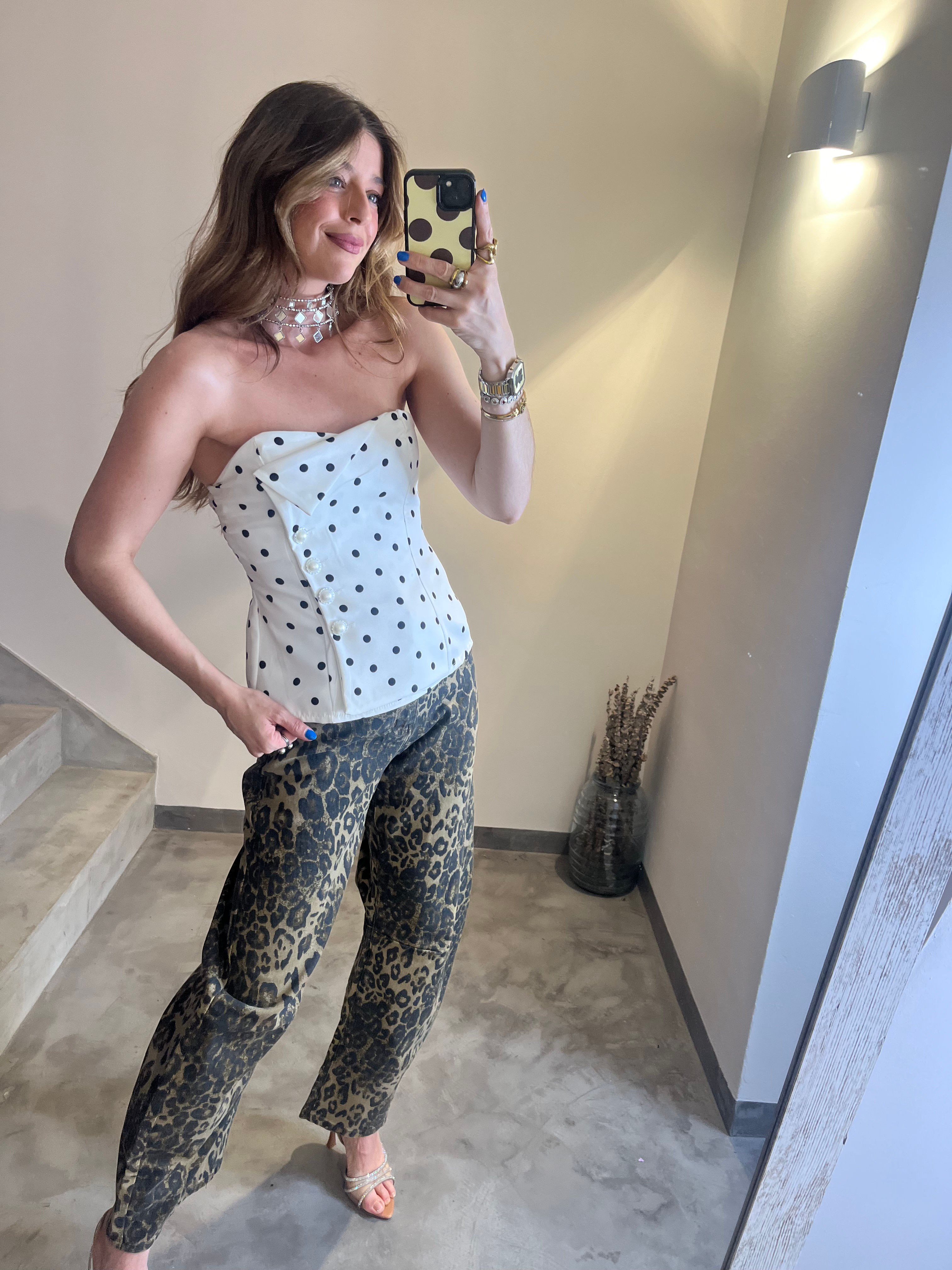 Top lunares perlas nacaradas