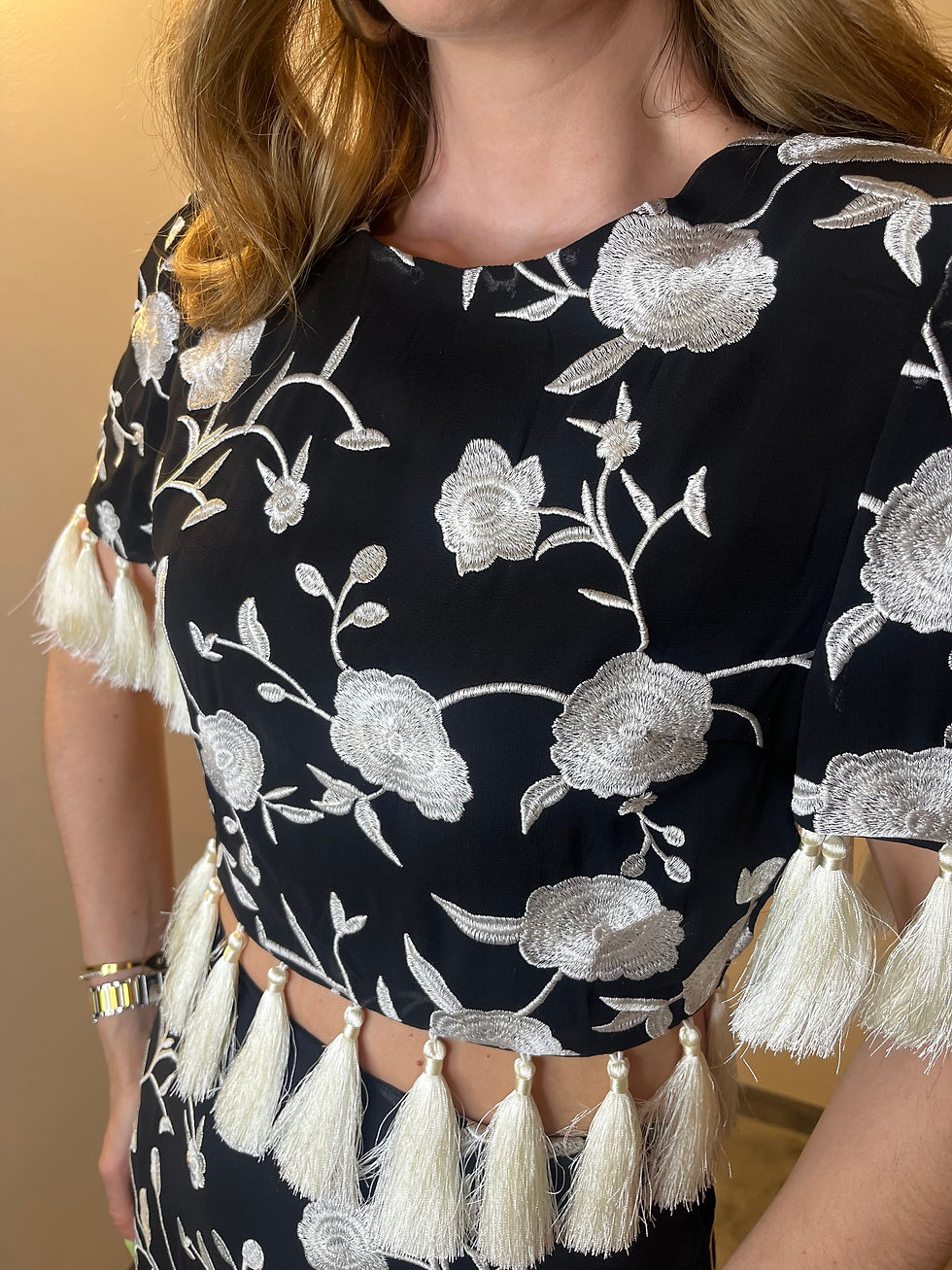 Miniatura: Conjunto bordado flecos