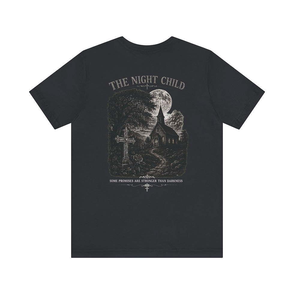 Thumbnail: The Night Child Graphic Tee — Gothic Moonlit Church T-Shirt