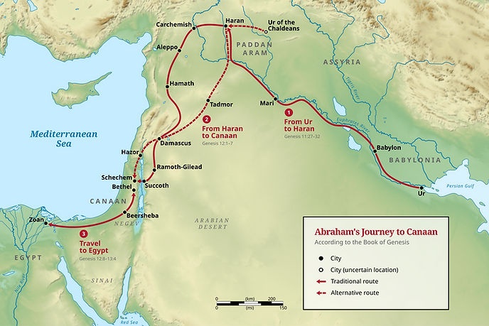 God's call of Abram to leave his home and journey to a new land