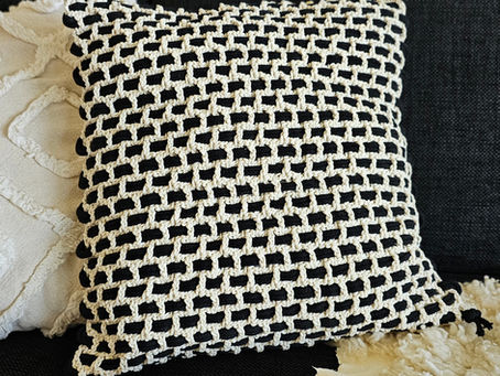 Crochet Pillow Black & White