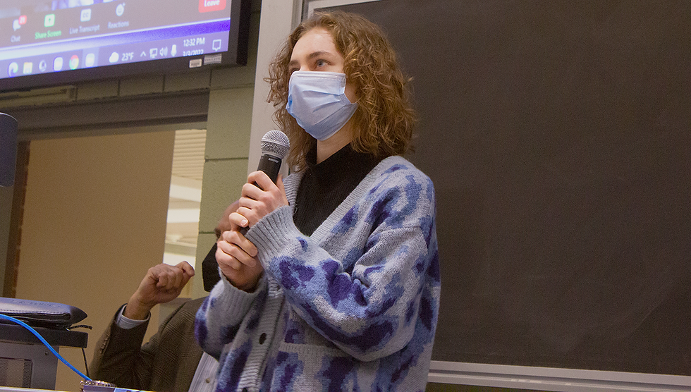 Daria Karpenko ’23, one of the organizers of the event, wanted to help educate others about the war. (Photo by James Baratta '22)