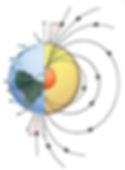 Fig 1. Diagrammatic representation of the Earth’s geomagnetic field detailing the main components thought to be available to animals for magnetoreception. Lines of magnetic flux (shown on right), emanate from the Earth’s iron core at the south magnetic pole (Sm) in the Southern Hemisphere (S) and travel to the north magnetic pole (Nm) in the Northern Hemisphere (N).