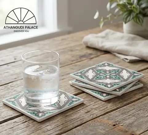 Thumbnail: Athangudi Palace Pattern Coaster Set