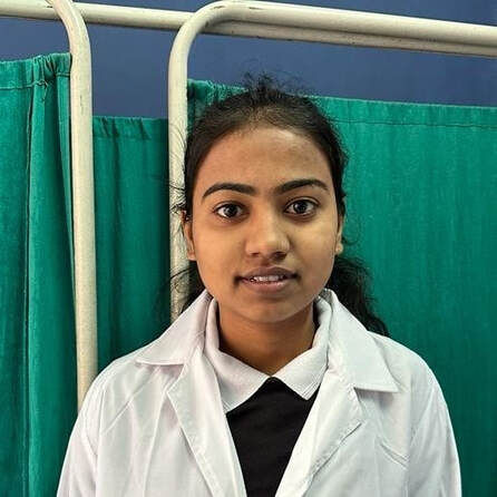 Close up smiling photo of the young new doctor