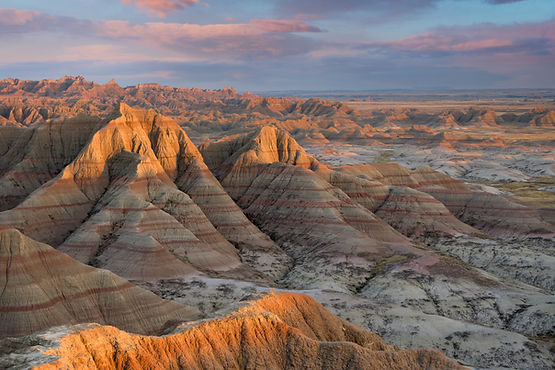 Sunset over the badlands from Panorama Point at Badlands National Park in South Dakota.jpg