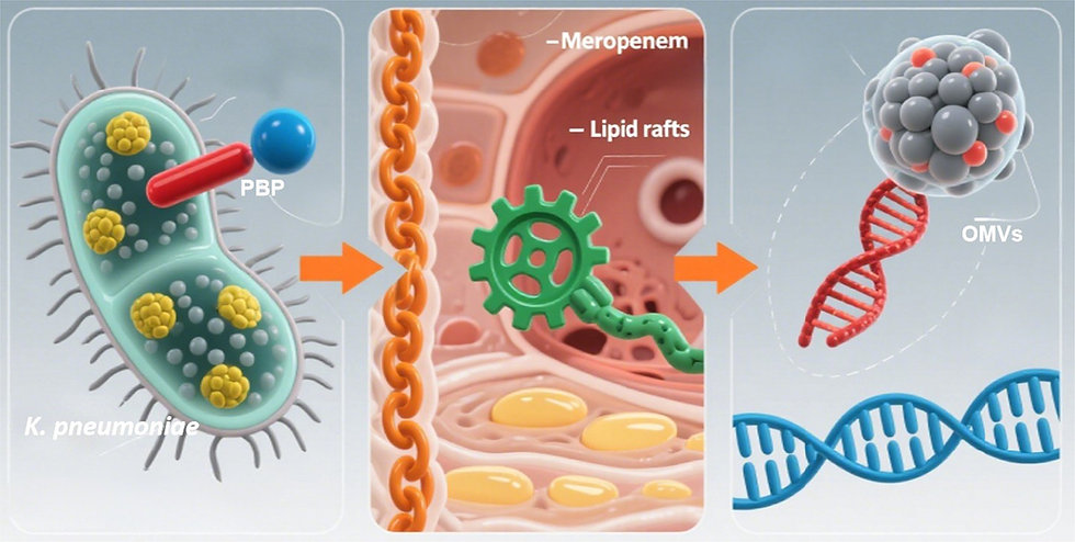 Meropenem Stress Drives Lipid Remodeling and Resistance Gene Dissemination via Outer Membrane Vesicles in Carbapenem-Resistant Klebsiella pneumoniae