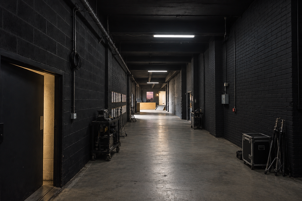 Industrial drive-in shooting tunnel at Abstract Studios